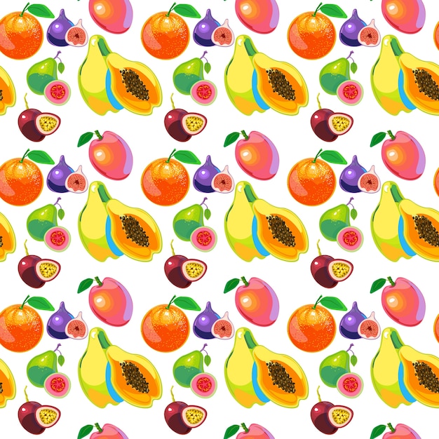 Tropical Fruits Vitamin Food Seamless Pattern 