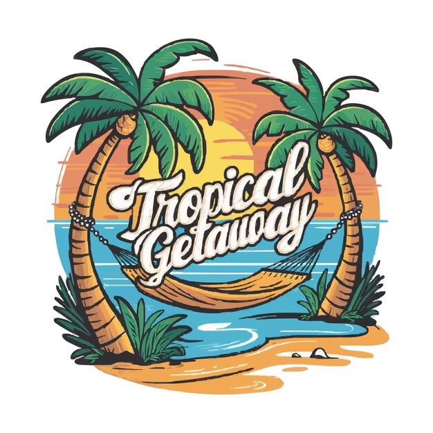 Vector tropical getaway a design of a tshirt art illustration