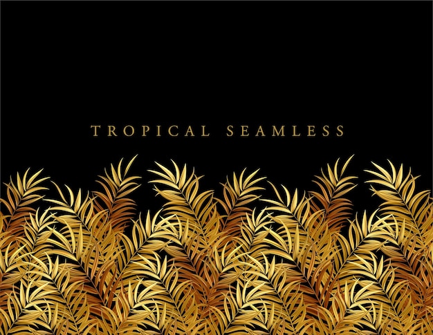 Tropical gold palm leaves, jungle leaves seamless vector floral pattern background