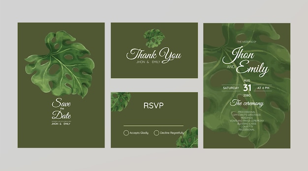 Tropical Greenery Wedding Invitation