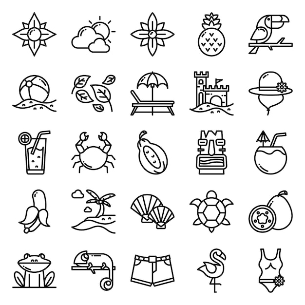 Tropical icon pack, with outline icon style