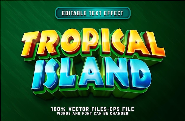 Tropical island 3d cartoon text effect premium vectors