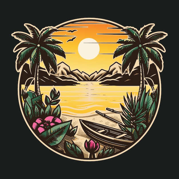 tropical island logo outdoor and landscape