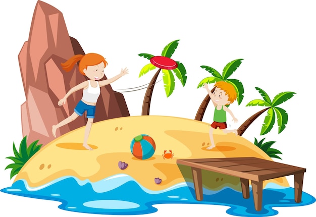 Tropical island with people on vacation