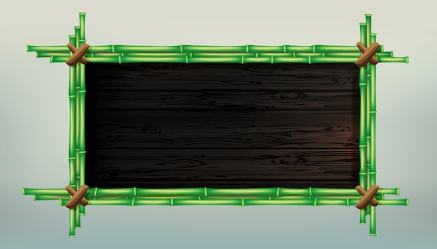 Tropical isolated frame made of knitted green bamboo, design element.