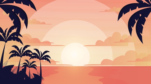 Tropical landscape background for zoom Free Vector background