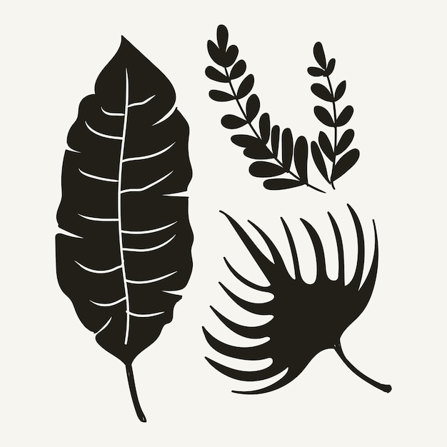 Tropical leaf collection with silhouette style