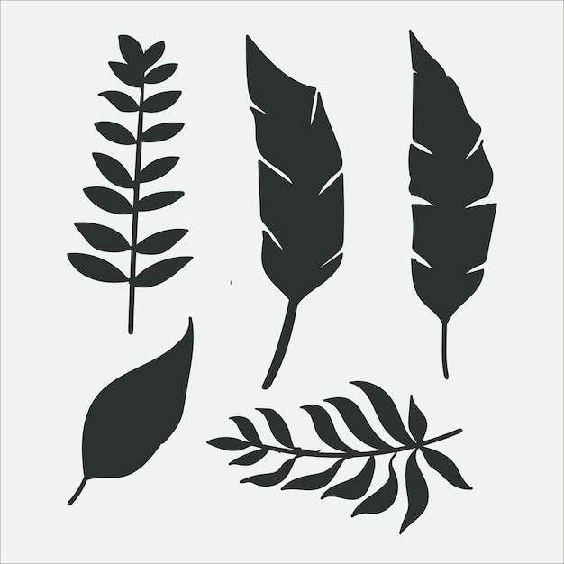 Tropical leaf collection with silhouette style