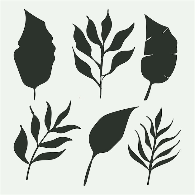 Tropical leaf collection with silhouette style