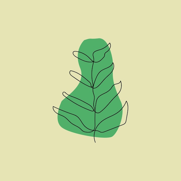 Tropical leaf line icon. Minimalist design. Vector illustration