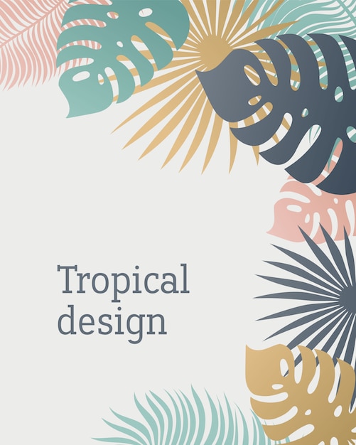 Tropical leaf template in pastel colors. 