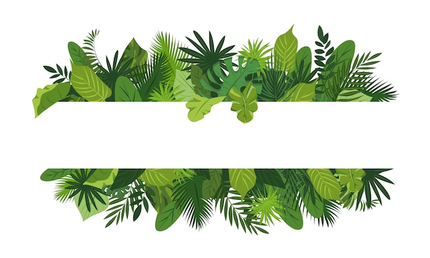 Tropical leafs concept frame, cartoon style