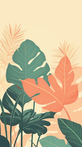 Vector tropical leaves abstract illustration