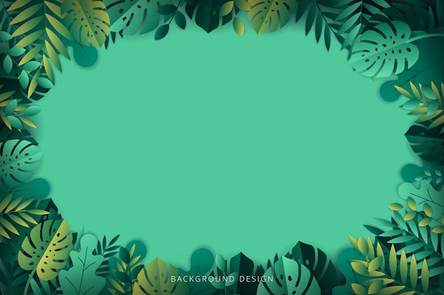 Tropical leaves background.  Illustration