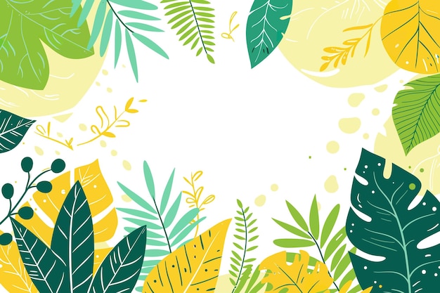 Tropical Leaves Background with Yellow and Green Foliage Vector illustration design