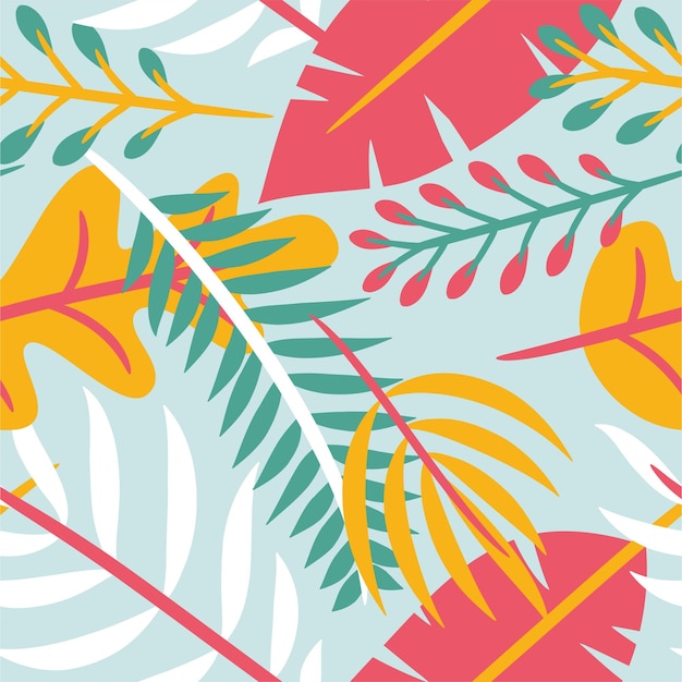 Tropical leaves botanical seamless pattern Tropical plant pattern Seamless tropical pattern