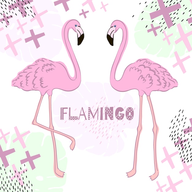 Tropical leaves and Flamingo Summer Banner