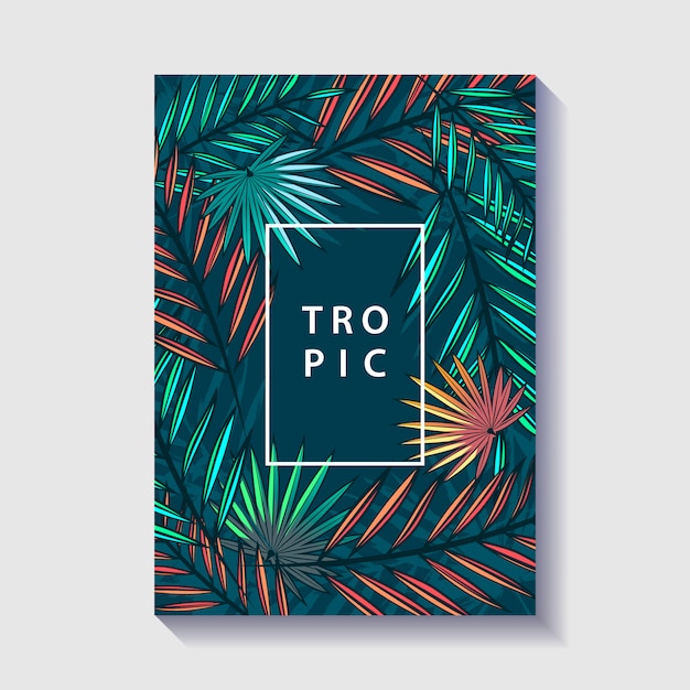 Tropical leaves and flowers design poster.