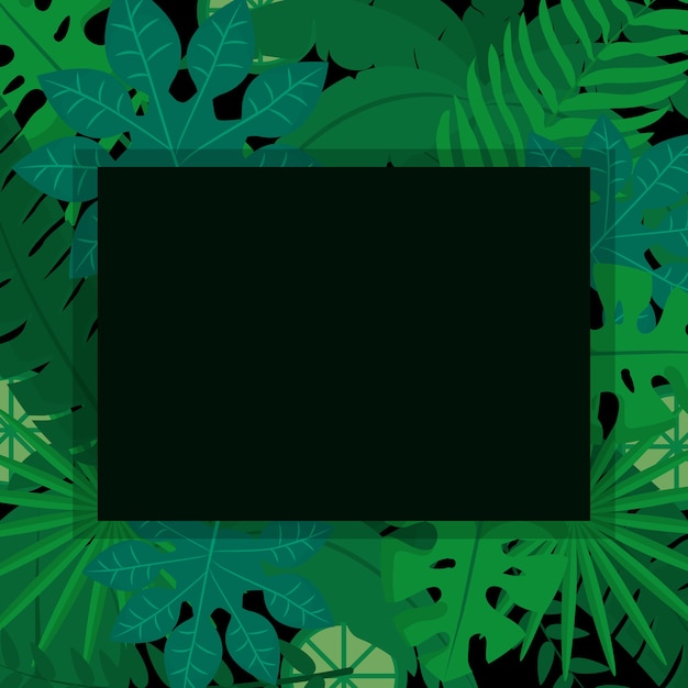 Tropical leaves frame