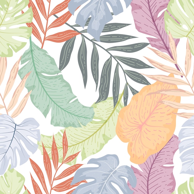 Tropical Leaves seamless pattern