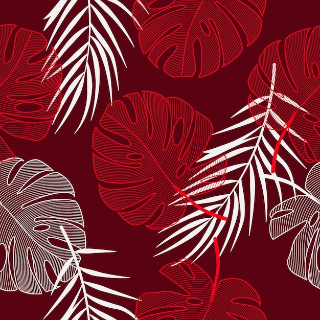 Tropical leaves seamless pattern