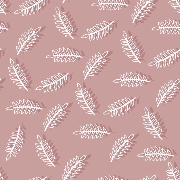 Tropical nature pattern with handdrawn leaves