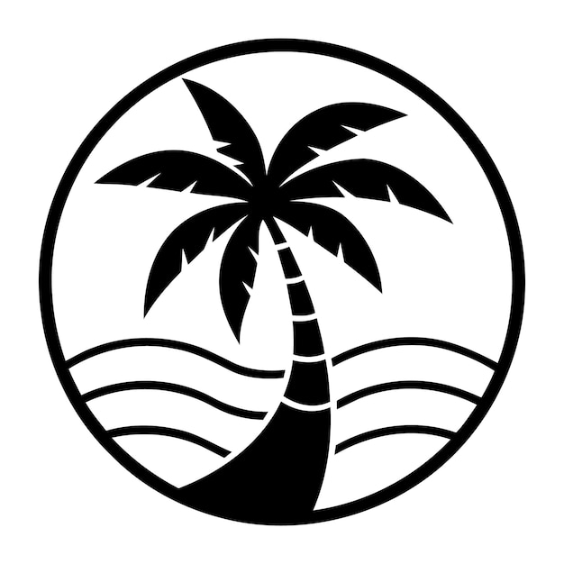 Tropical Palm Tree Illustration Silhouette Logo Vector