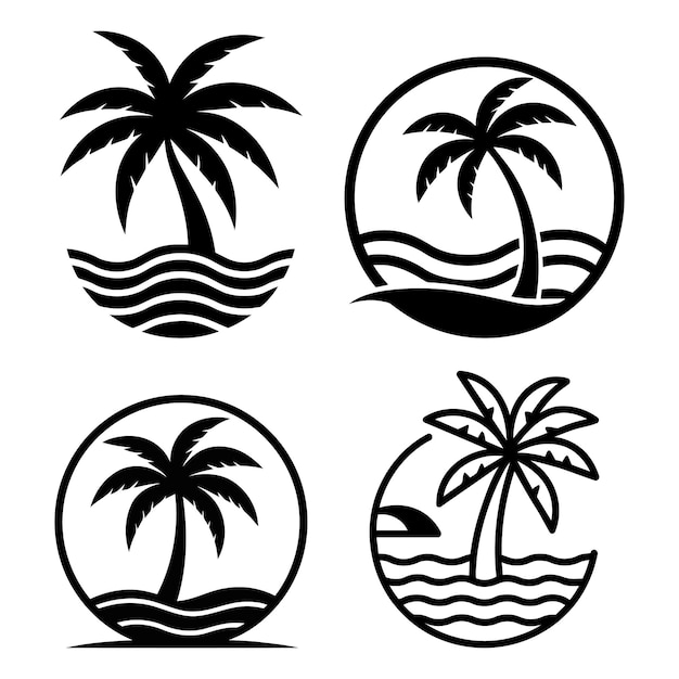 Tropical Palm Tree Illustration Silhouette Logo Vector