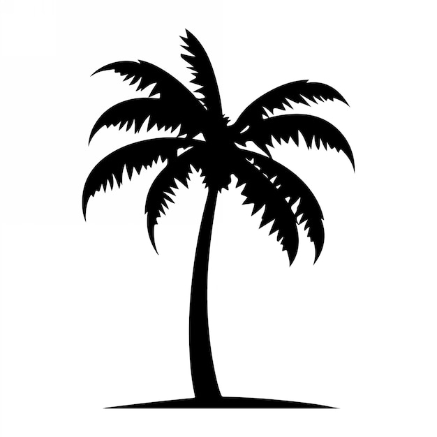 Tropical palm trees with leaves and black silhouettes isolated on a white background Vector