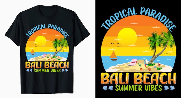 Tropical Paradise Bali Beach Summer typography tshirt design