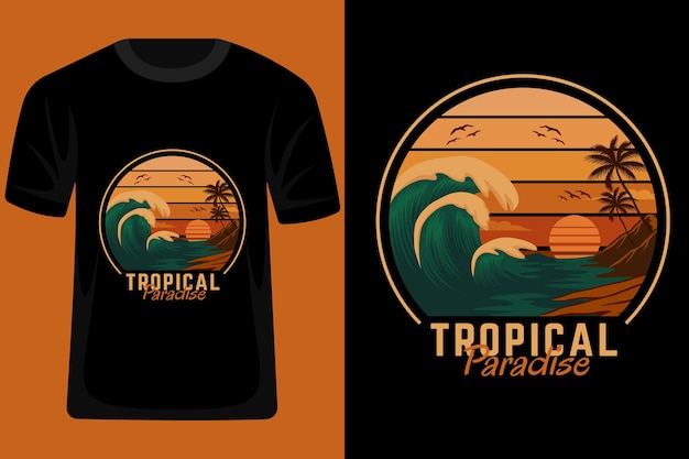 Tropical Paradise Retro Vintage T Shirt Design