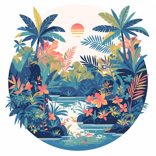 Vector tropical paradise summer poster