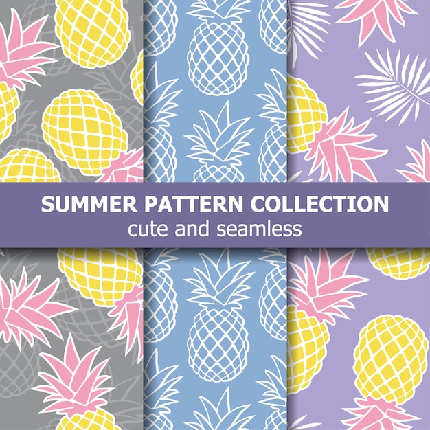 Tropical pattern collection with pineapples.