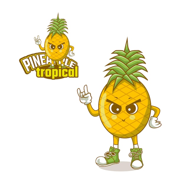 tropical pineapple mascot design logo