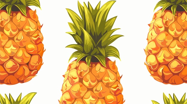 Tropical Pineapple Seamless Pattern on White Background