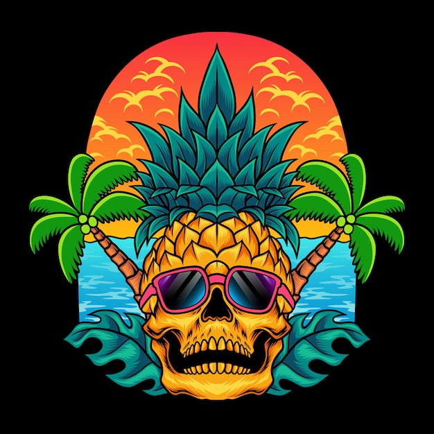 Tropical pineapple skull