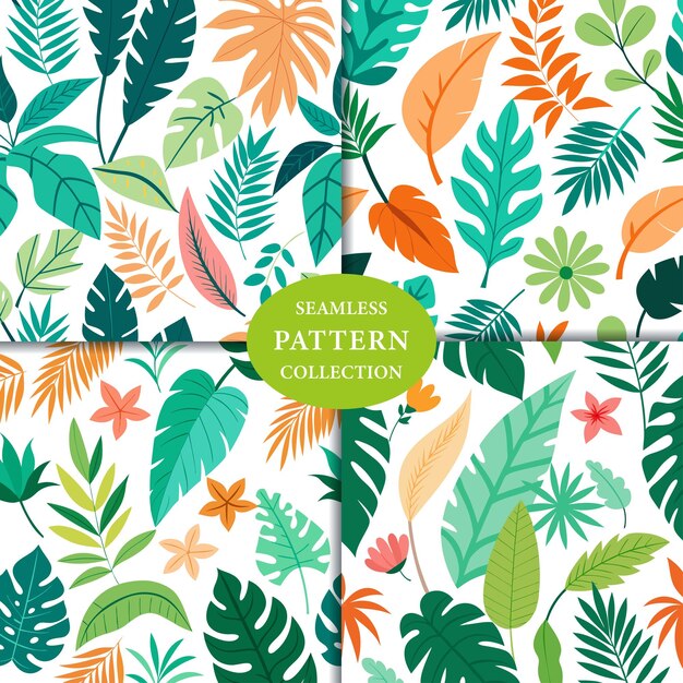 Vector tropical plants and leaves seamless pattern background design