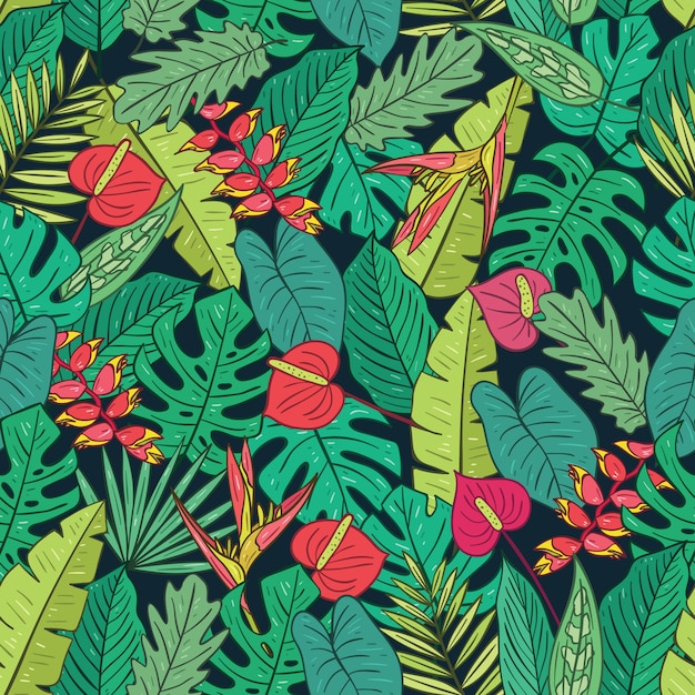 Tropical Plants Seamless Pattern