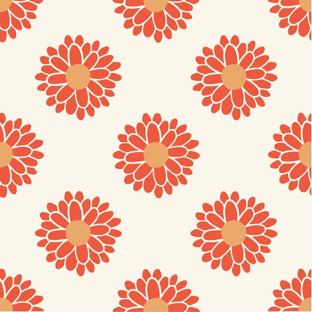 Tropical Red Flowers Pattern Background Social Media Post Floral Vector Illustration