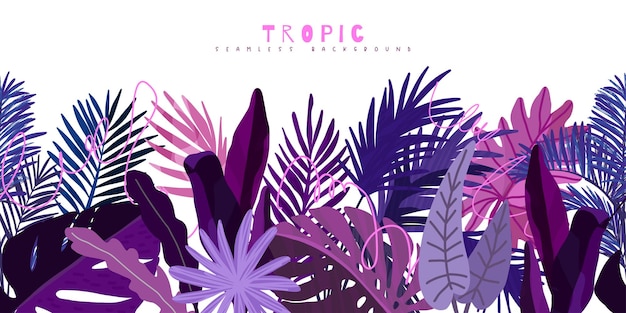 Tropical seamless border hand drawn vector art