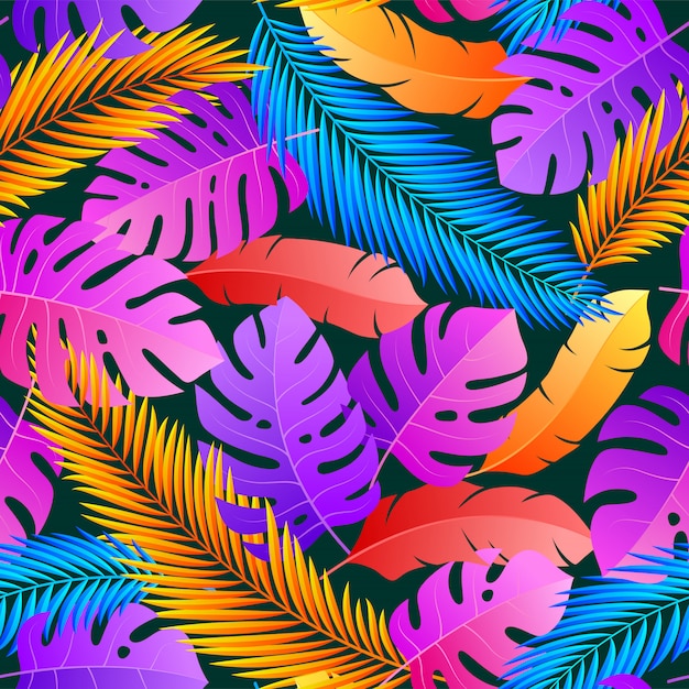 Tropical seamless natural pattern of exotic leaves.