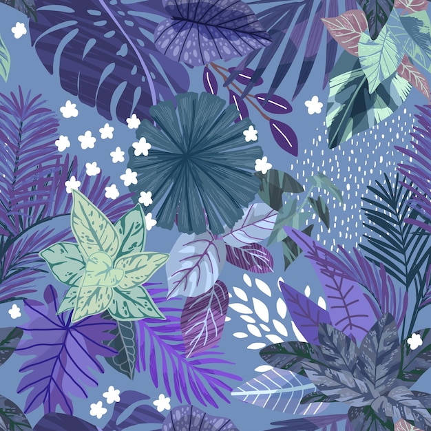 Tropical seamless pattern hand drawn vector art