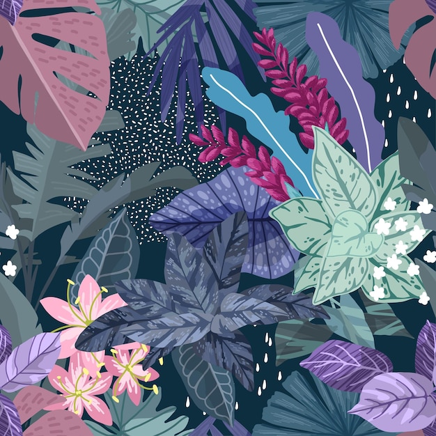 Tropical seamless pattern hand drawn vector art