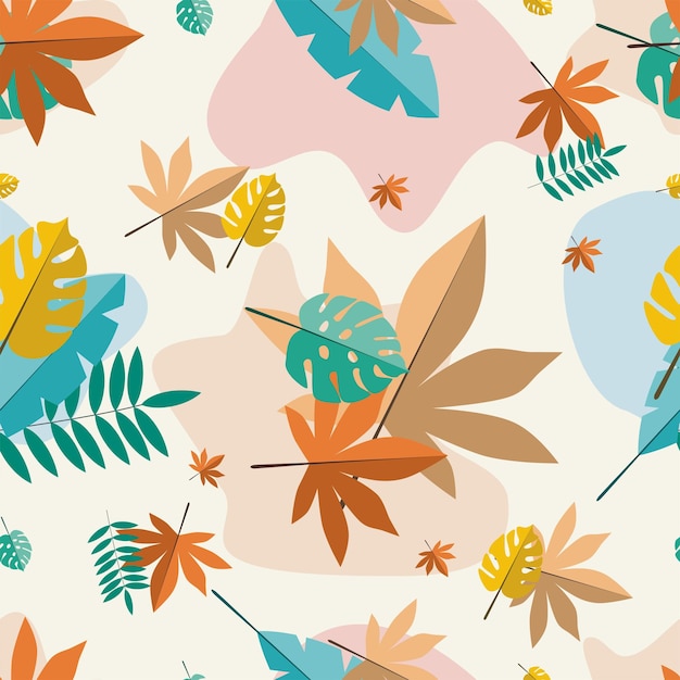 tropical seamless pattern leaves vector illustration