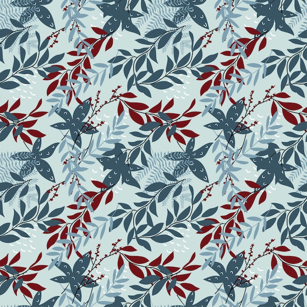 Tropical seamless pattern with leaves