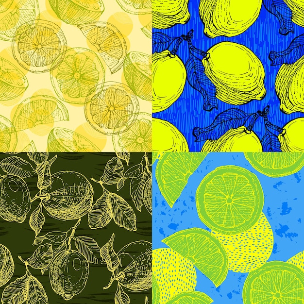 Vector tropical seamless pattern with lemons isolated on pink background design for textile wrapping paper wallpaper