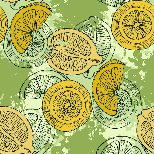 Tropical seamless pattern with lemons