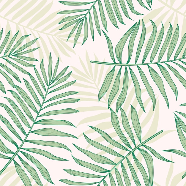 Tropical seamless pattern with palm leaves.