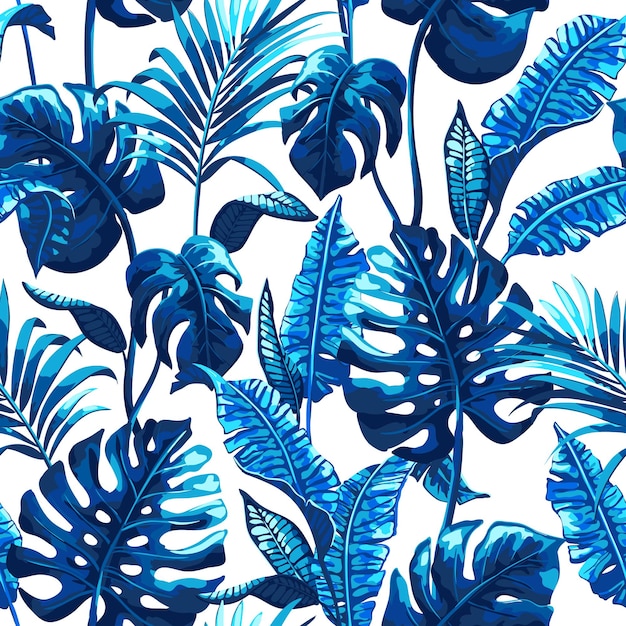 Tropical seamless pattern with palm leaves