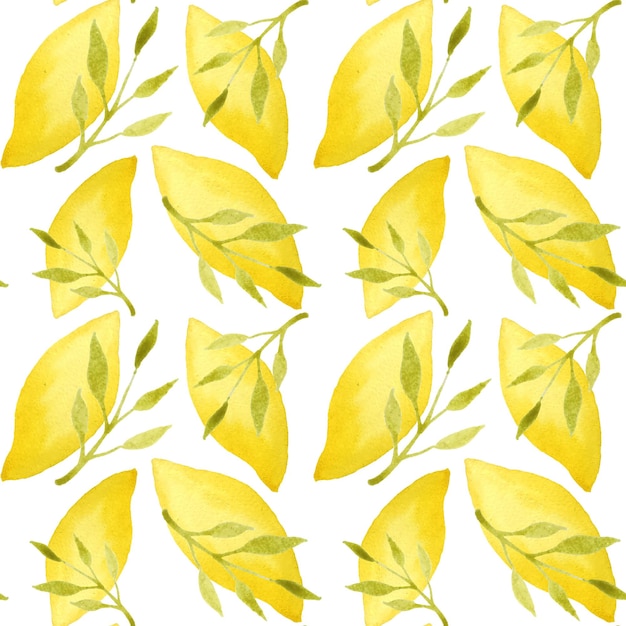 Tropical seamless pattern with yellow lemons Fruit repeated background Vector bright print for fabric or wallpaper